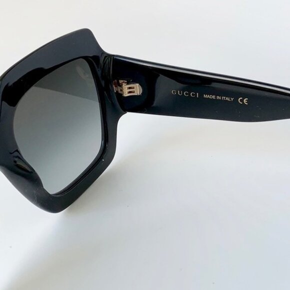 NWT Gucci Square GG0053SN 001 Black/Gold Sunglasses - Picture 8 of 14